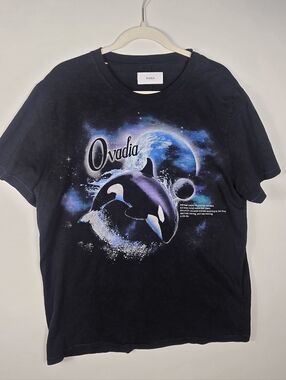 Adia Black Tee with Blue & Purple Orca Graphic